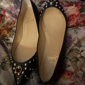 CHRISTIAN LOUBOUTIN DOOR KNOCK FLAT BLACK/SILVER